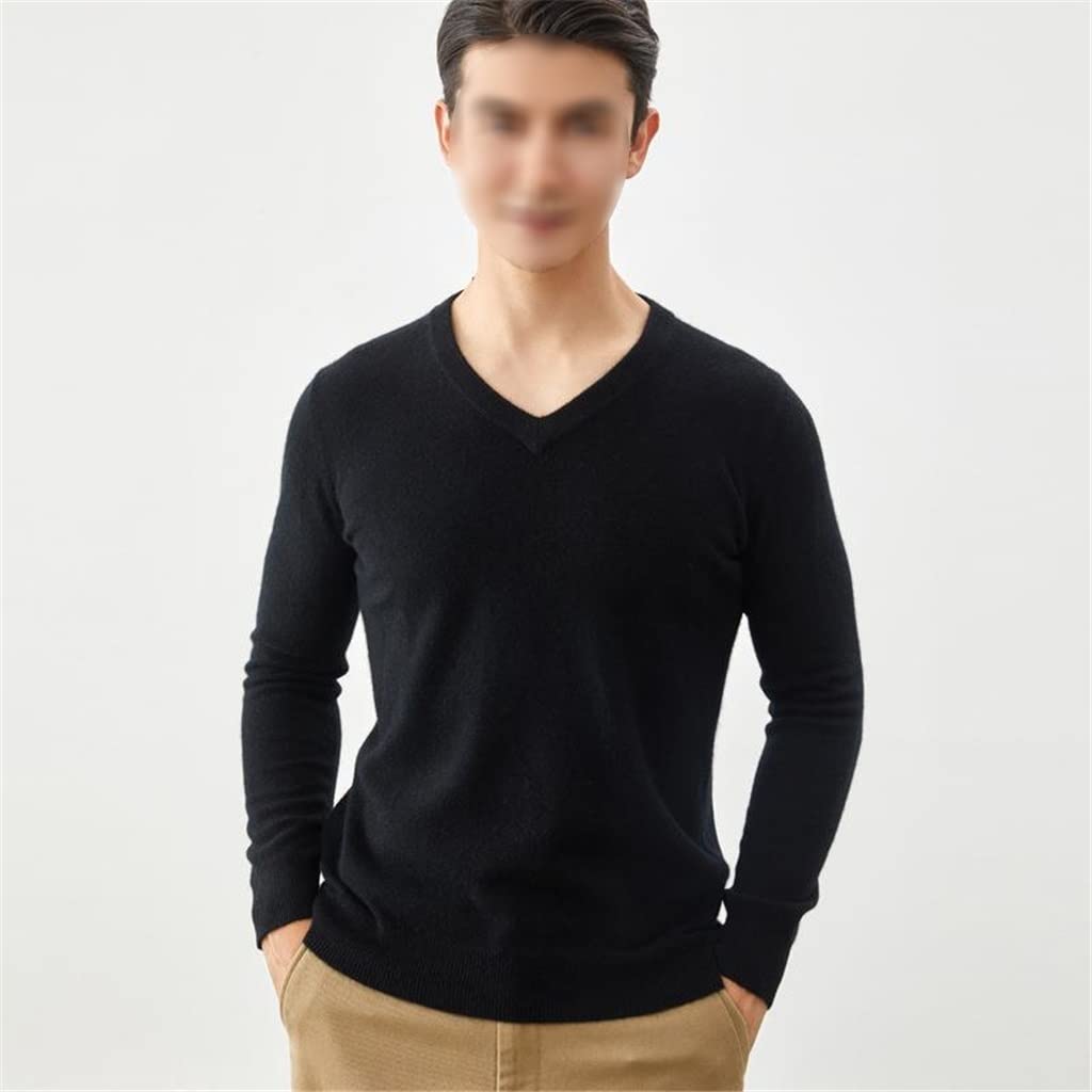 Pull en cachemire col en v noir chaud tricoté automne medium