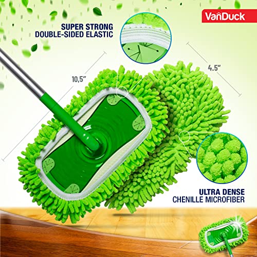 Image of VanDuck Reusable Microfiber Dust Mop Refill for Swiffer Sweeper (6-Pack) | Mop not included, reusable microfiber floor duster, pet hair & dust replacement pads