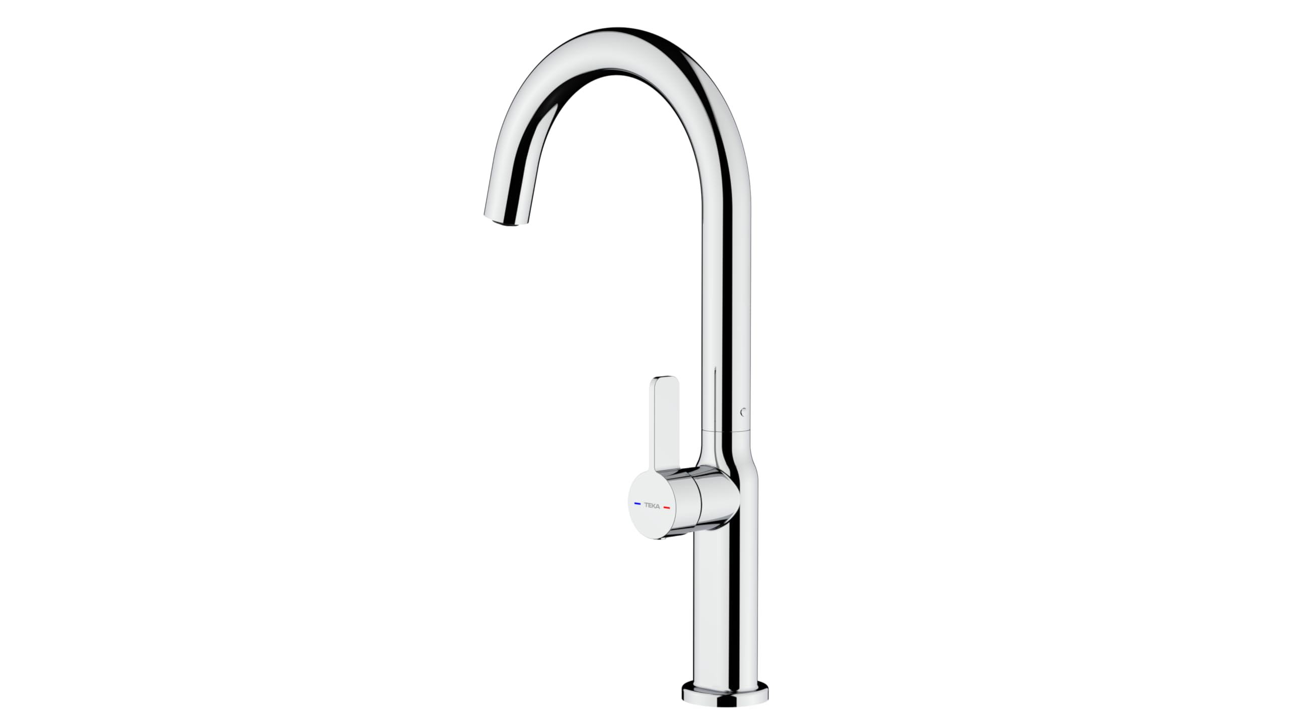 TEKA Grifo Cocina Monomando, Caño Alto Giratorio 360º, Aireador Anticalcáreo Caudal 5 l/min a 3 Bar Cartucho Cerámico, Latiguillos Flexibles 3/8”, Modelo OVAL 915