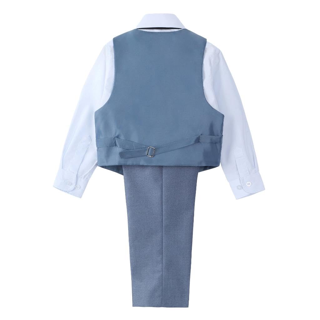 Lito Angels Completo Elegante per Bambino, 5 Pezzi (Giacca, Gilet, Camicia, Cravatta, Pantaloni), vestibilità Slim, Blu/Navy/Nero, Taglie 2-13 Anni