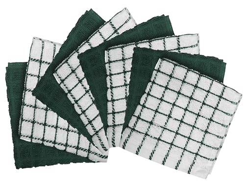 Image of Bumble Dish Cloths (8 Pack) | 12 inch x 12 inch | 100% Cotton Kitchen Towels | 405 GSM | Soft, Highly Absorbent & Durable Dish Towels for Kitchen | Green