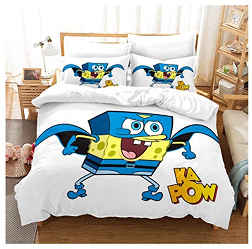 SSIN - Ropa de cama infantil de Bob Esponja de microfibra, impresión...
