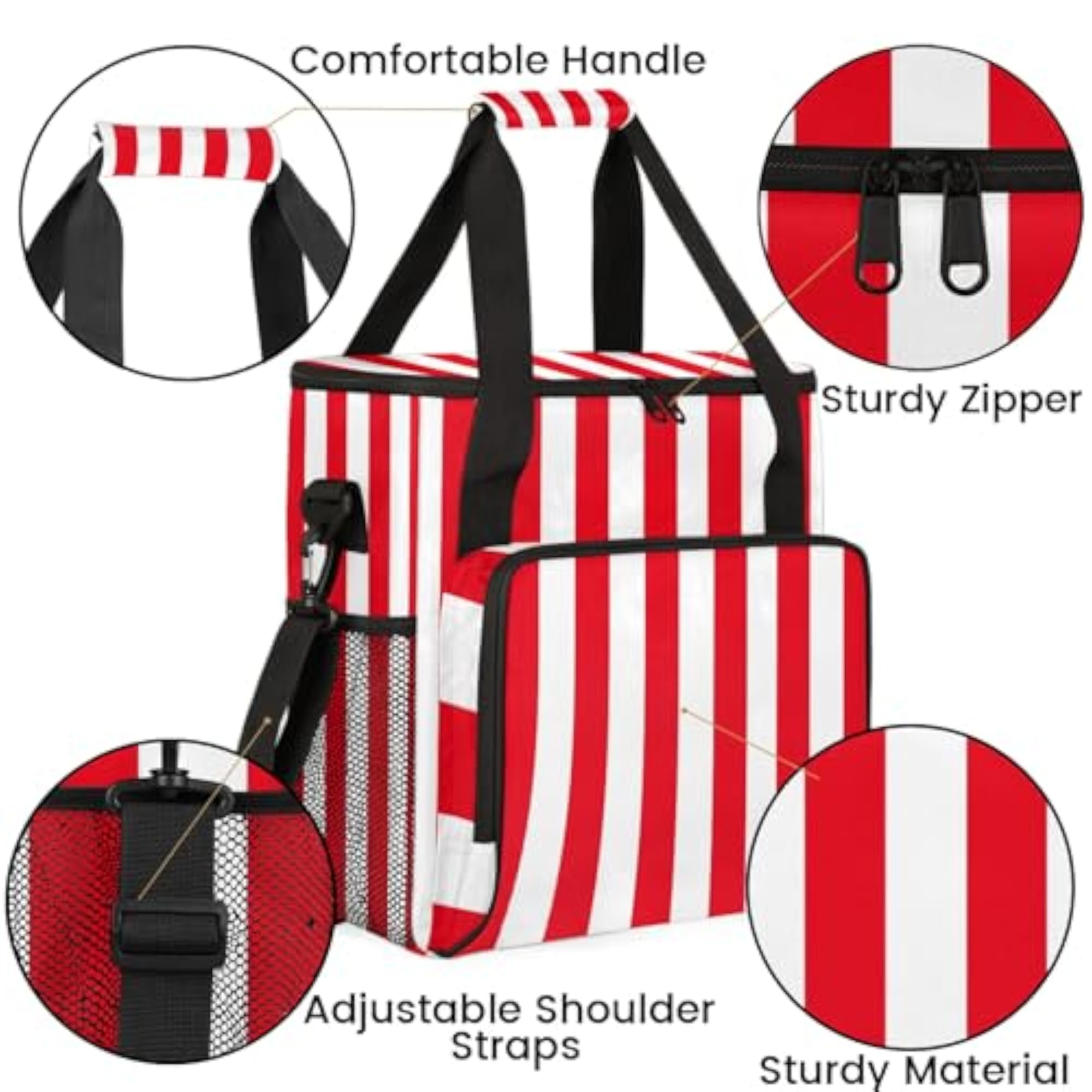 Red Stripes Travel Coffee Maker Carrying Bag, Large Organizer