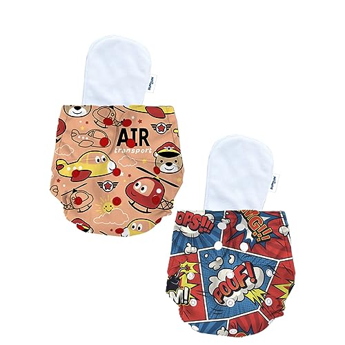 Image of Bumtum Baby Diaper | 0-3 Yrs Baby Freesize | Pack of 2, New Born Baby Diaper, Cloth Diaper, Waterproof Reusable Diaper, 5hrs Absorbency, Washable, Cotton Soaker, Extra Soft (Air & Poof)