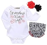 Styles I Love Baby Girls Grandma was Here Cotton Romper with Shorts and Headband 3pcs Summer Outfit...