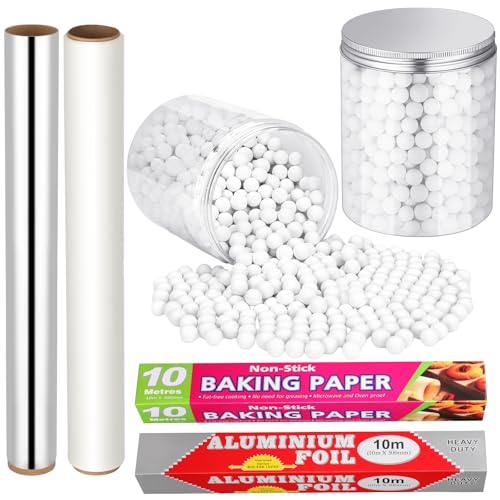 Honeydak 2.2 lb Pie Weights for Baking Crust Ceramic Weights Blind Baking Beads with Disposable Silver Paper Parchment Paper Pie Liner Fit 8, 9, 10 Inch Dish