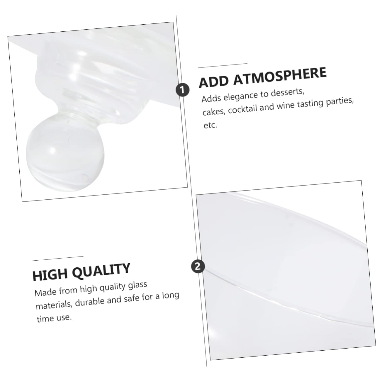 Cabilock Tiendas De Campaña Cúpula de Pastel de Cristal Cubierta de Pastel Alto Desierto Cloche Pantalla de Postre Cloche Campana Tarro Pantalla Cúpula 15X15cm Bandeja Escritorio
