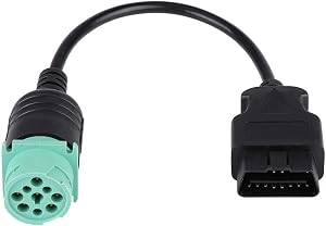 Ejoyous 9 Pin to 16 Pin OBD2 Truck Diagnostic Scanner Cable Adapter（Male） for Engine with Flexibility and Durability