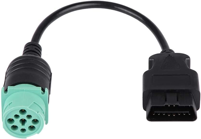 9 Pin to 16 Pin OBD2 Truck Diagnostic Scanner Cable Adapter for Diesel Engine with Superior Flexibility and Durability (Male)