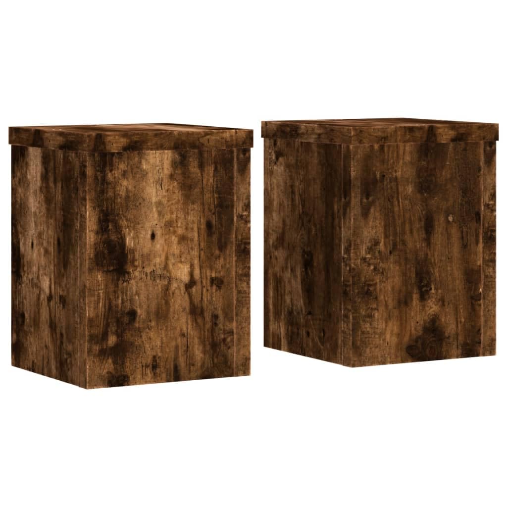 vidaXL Plant Stands 2 pcs, Plant Pot Stand for Indoor Living Room, Plant Holder for Decorative, Flower Stand Flower Pot, Smoked Oak Engineered Wood