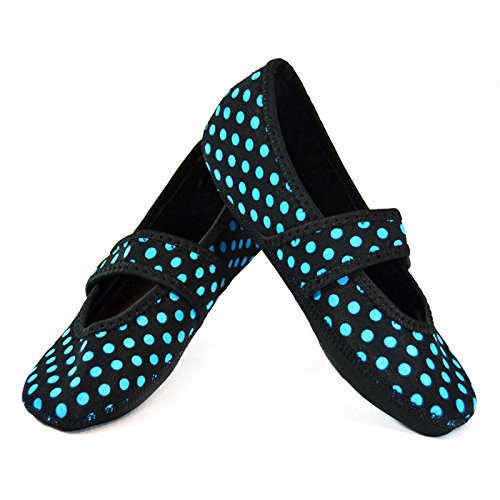 Women's Classic Slipper, Black/Blue Polka Dots, Small