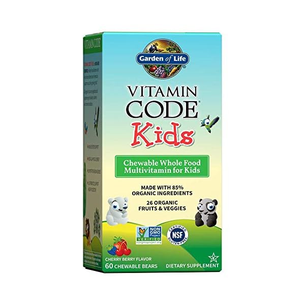 Garden of Life Vegetarian Multivitamin Supplement for Kids, Vitamin Code Kids Chewable Raw Whole Food Vitamin with Probiotics, 60 Chewable Bears