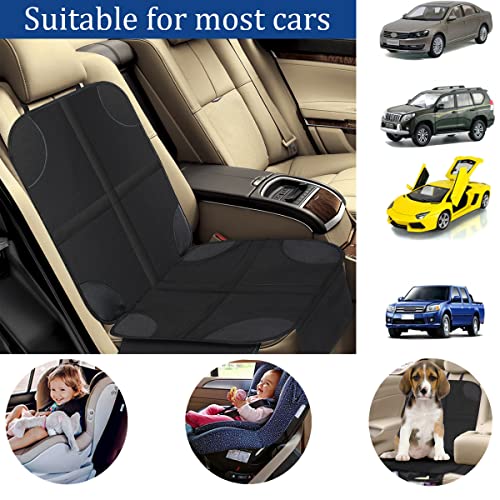 Image of BESULEN Car Seat Protector for Child Car Seat, Anti-Slipt Auto Seat Cover Mat with Thickest Padding with Organizer Pockets for Under Baby Seat, Vehicle Accessories for Most Cars (Black Line)