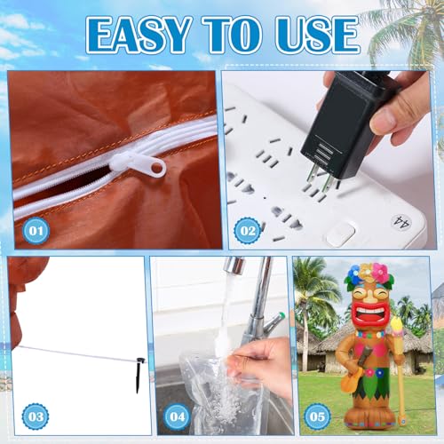 Image of Shappy 5 ft Tiki Inflatable Surfboard for Luau Hawaiian Party Decorations Summer Inflatables Outdoor Built-in LED Blow up Tiki Beach Tropical Aloha Bar Beach Pool Surfing Yard Party Decorations