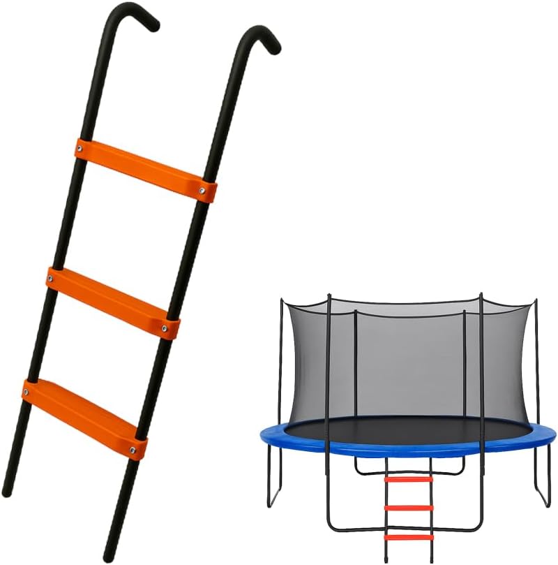 N1Fit Trampoline Ladder - Universal 3-Step Trampoline Steps Supporting up to 220 lbs - Powder Coated & UV Treated Trampoline Stairs Accessories for Kids All Weather Exposure - Sturdy & Safe Design