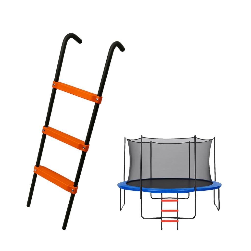N1Fit Trampoline Ladder - 40"x14" Universal Trampoline 3 Step Ladder for Kids - Powder Coated & UV Treated Trampoline Steps for All Weather Exposure - Sturdy & Safe Design