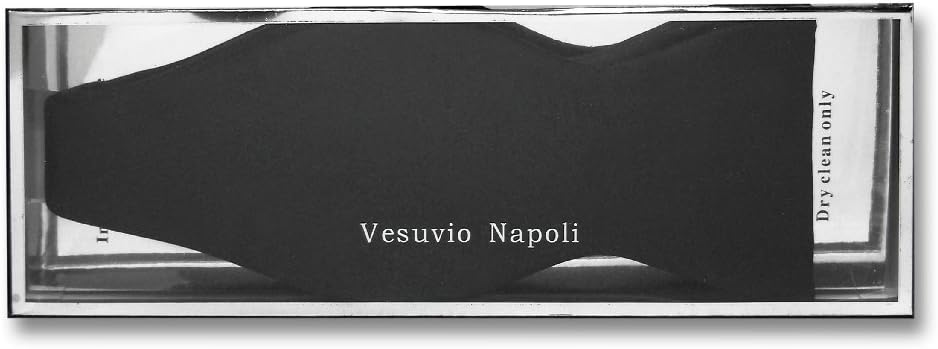 Vesuvio Napoli SELF TIE Bow Tie Solid BLACK Color Men's BowTie