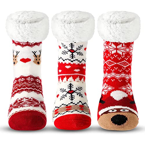 Calcetines de Navidad para mujer cálidos y esponjosos con motivos navideños invernales
