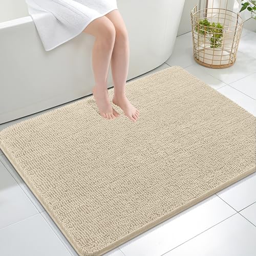 Image of OLANLY Large Bathroom Rugs 40x32, Extra Soft Absorbent Chenille Bath Rugs, Rubber Backing Quick Dry, Machine Washable Bath Mats for Bathroom Floor, Tub and Shower, Home Decor Accessories, Sand