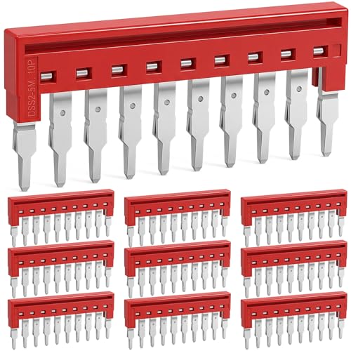Image of Saysurey 10 Pcs DSS2.5N-10P DIN Rail Terminal Block Press Fit Jumper DK2.5N DK2.5N-BL, 2/5/10 Pole Options