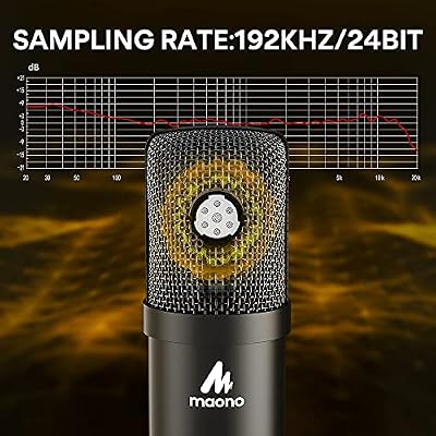 MAONO USB Microphone Kit 192KHZ/24BIT AU-A04T PC Condenser Podcast Streaming Cardioid Mic Plug & Play for Computer, YouTube, Gaming Recording