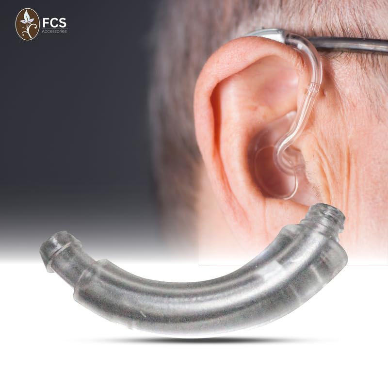 Diagram showing easy installation of the ear hook onto a hearing aid
