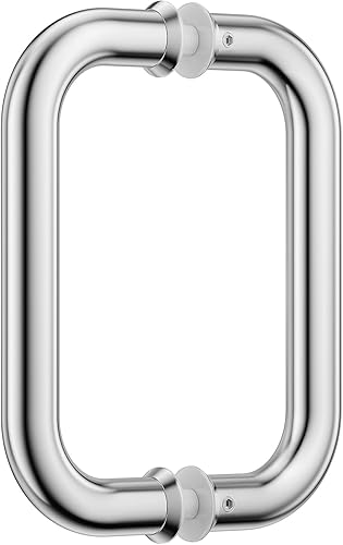 Miniatura 22 de Ranbo Manija tubular de puerta de ducha de 8 pulgadas (CTC) de oro pulido, acero inoxidable 304 de 1/4 a 1/2 pulgadas de grosor y puertas de madera