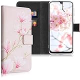 kwmobile Funda Compatible con Samsung Galaxy M21 - Carcasa de Cuero sintético Magnolias - con Tarjetero