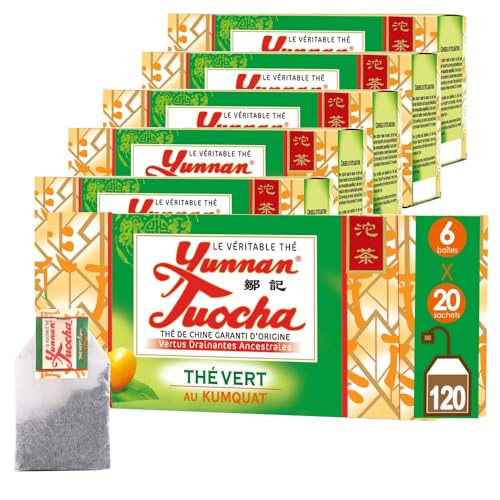 Yunnan Tuocha Zouji – Té Verde con Kumquat – Bio – Vitamina C – 120 Bolsitas - 200g - Origen Garantizado de Yunnan