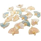 Honbay 18 PCs Double Holes Enamel Fan-Shaped Alloy Charms kits for Earrings, Bracelets & Necklaces Jewelry & DIY Crafts