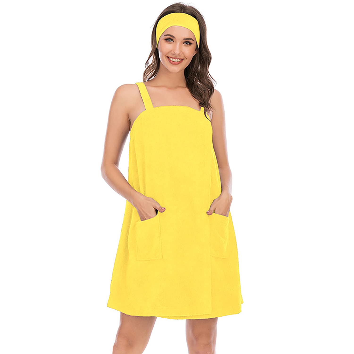 Verve Jelly Women's Spa Wrap Hair Towel Body Wrap Adjustable Closure Bathrobe Yellow XXL — image 1