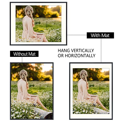 Golden State Art, 18X24 Aluminum Picture Frame With Ivory Color Mat For 16X20 Photo - Sawtooth Hangers, Spring Clips - Wall Mounting - Real Glass - Metal Frame (Black, 1-Pack) #TOP2