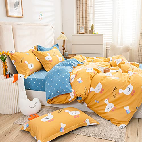Meju Duck Cute Adorable 100% Cotton Duvet Cover Set Blanket 60" X 80" Throw Cover With Zipper Closure For Kids Boys Girls Twin Bed Decoration Gift (Yellow Duck, Twin 59" X 78") #TOP2