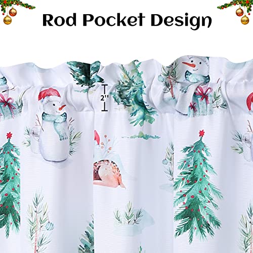 Faironly Christmas Decor Kitchen Bathroom Curtain Window 30 Inches Tier Curtains Window Treatment, Rod Pocket Xmas Tree Snowman Café Curtain Short Curtain For Bedroom, 27"X30", 2 Panels #TOP4