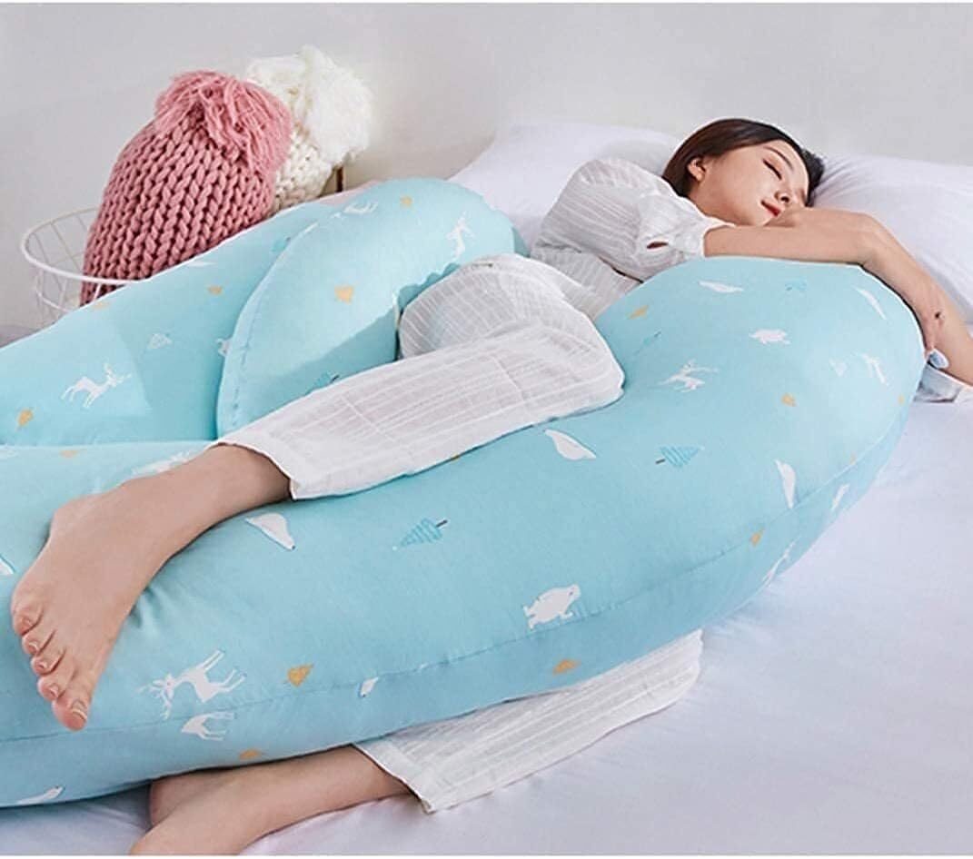 J-Shaped Full Body Pregnancy Pillow with Washable Cotton Cover, Maternity Support Cushion for Side Sleeping, Nursing, and Pain Relief – Ideal Gift for Expecting Mothers