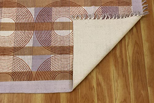Tapis de bain bohème coton lavable grand format marron 1,5x1,5m