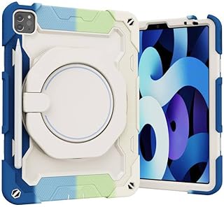 SAMTUNK Capa iPad Pro 11" 4ª 3ª 2ª 1ª geração 2022/2021/2020/2018 [Resistente a quedas 15 pés] Capa de suporte de caneta 360 graus, capa alça para iPad Pro 11" - azul colorido  