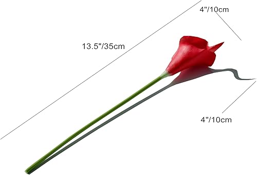 Miniatura 2 de Mandy's 20 flores rojas artificiales de seda de lirio de cala de 13.4 pulgadas para el día de la madre, hogar, cocina y boda