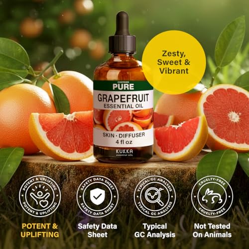 Image of 100% Pure Grapefruit Oil - 4 Fl Oz Grapefruit Essential Oil for Hair, Skin, Diffuser, Aromatherapy & DIY Soap Making Scent