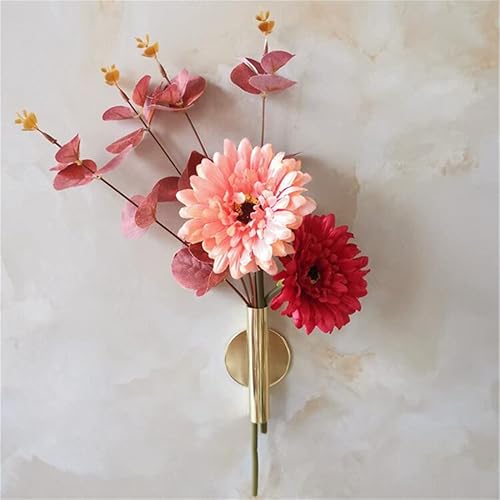 Miniatura 6 de 2 piezas de decoración de pared dorada, jarrón de pared de plantas, soporte de decoración de tubo de metal utilizado para mostrar flores secas,