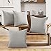 Deconovo Lot de 4 Housse de Coussin Salon avec Zip Invisible Effet Lin Carré Doux 40 x 40 cm pour Salon Moderne Gris Clair