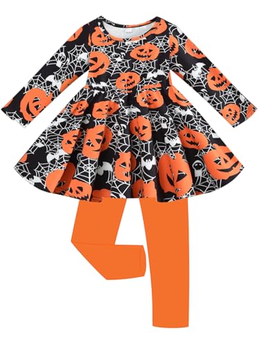 Toddler Girls Skirt Sets Party Outfit Kids Print Clothing Sets 2 Pieces Ruffle Legging Tunic Dress for Size 3 4 Years