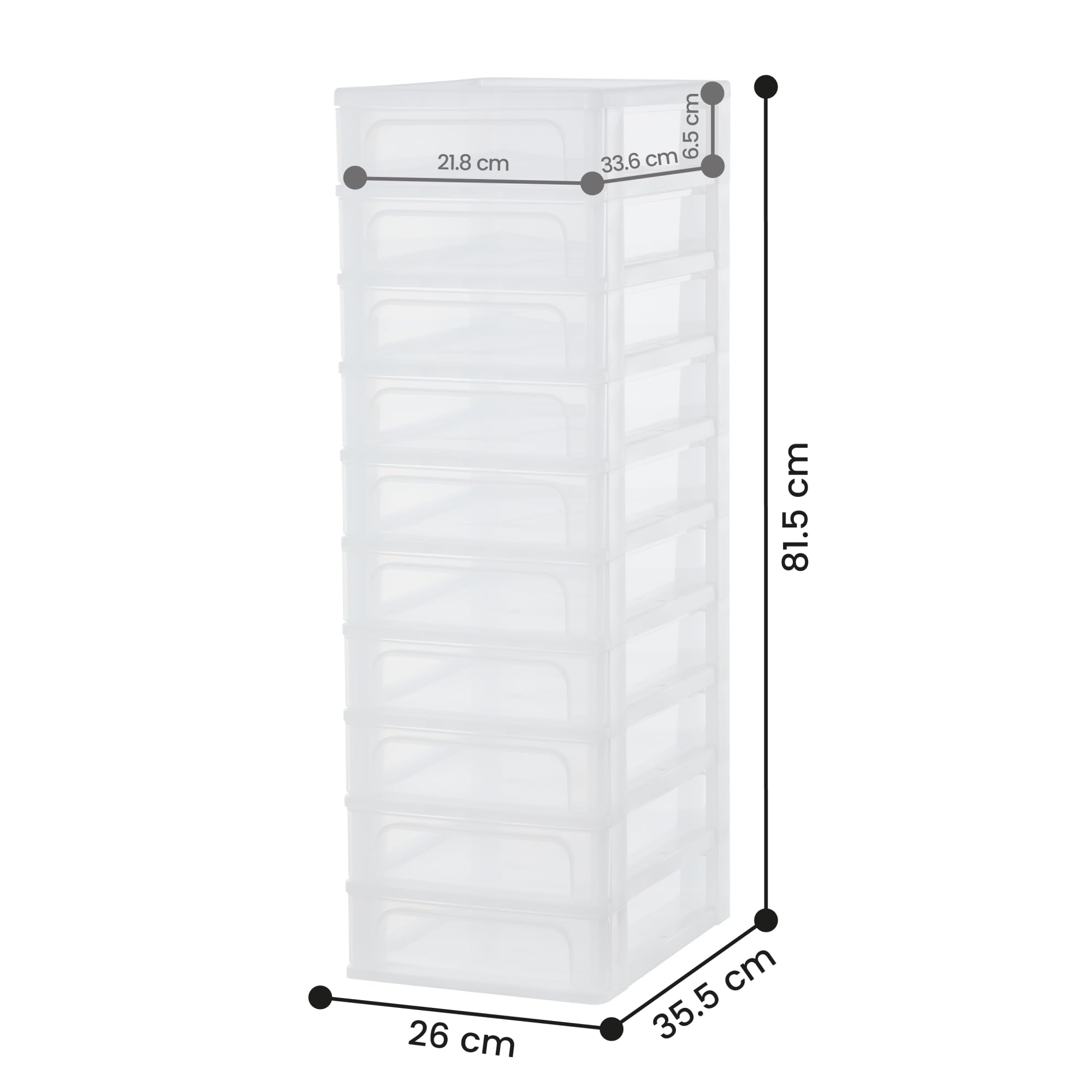 Iris Ohyama Cassettiera in Plastica, Portaoggetti, 10 Cassetti Medi, Bianco, Apertura Facile, Formato A4, A5 e A6, Organizzatore, Per Ufficio, Scuola, Cartoleria, Senza BPA, Contenitore, OCH-2100