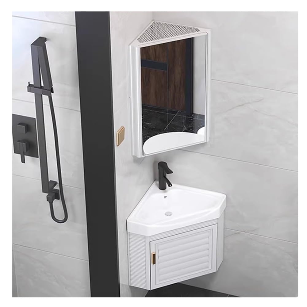 GLJTUO Modern Floating Bathroom Vanity Single Sink & Storage Cabinet SpaceSaving WallMount Design for Laundry & Kitchen Stylish & Funional Home Décor,White-a-42x42x48 cm
