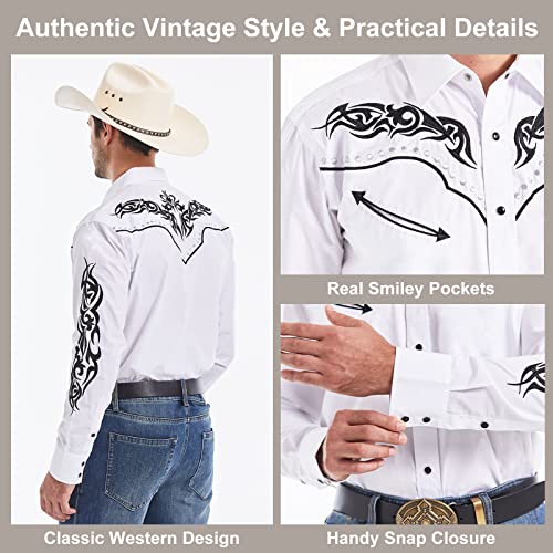 EL PIONERO Men's Western Cowboy Shirt Embroidered Shirt Long Sleeve Casual Snap Button Shirt4