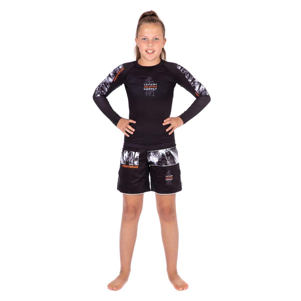 Tatami Fightwear Tropic Black Grappling Kids Shorts Ninos Pantalones Cortos Unisex Fitness BJJ Ropa Deportiva Boxeo Ejercicio