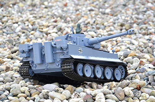 ES-TOYS Panzer Ferngesteuert mit Schussfunktion German Tiger I Heng Long 1:16 Rauch&Sound+Stahlgetriebe,2,4Ghz - V7.0 Upgrade Edition