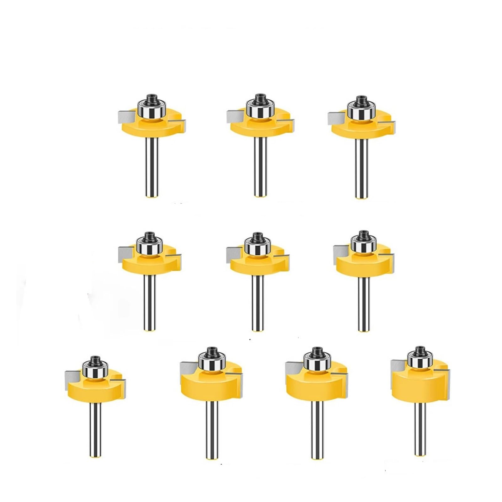 Broca enrutadora con ranuras en T, vástago de 8mm, con rodamiento tipo T, herramienta for carpintería, fresa con ranura for madera, 1/5/10 Uds.(10PCS 8mm Shank)