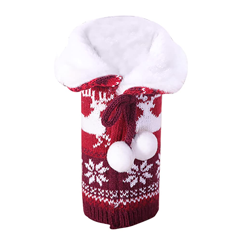 Pluuttiem Christmas Sweater Wine Bottle Cover, Reusable Wine Bottle Cover for Holiday Christmas Table Home Decoration, A