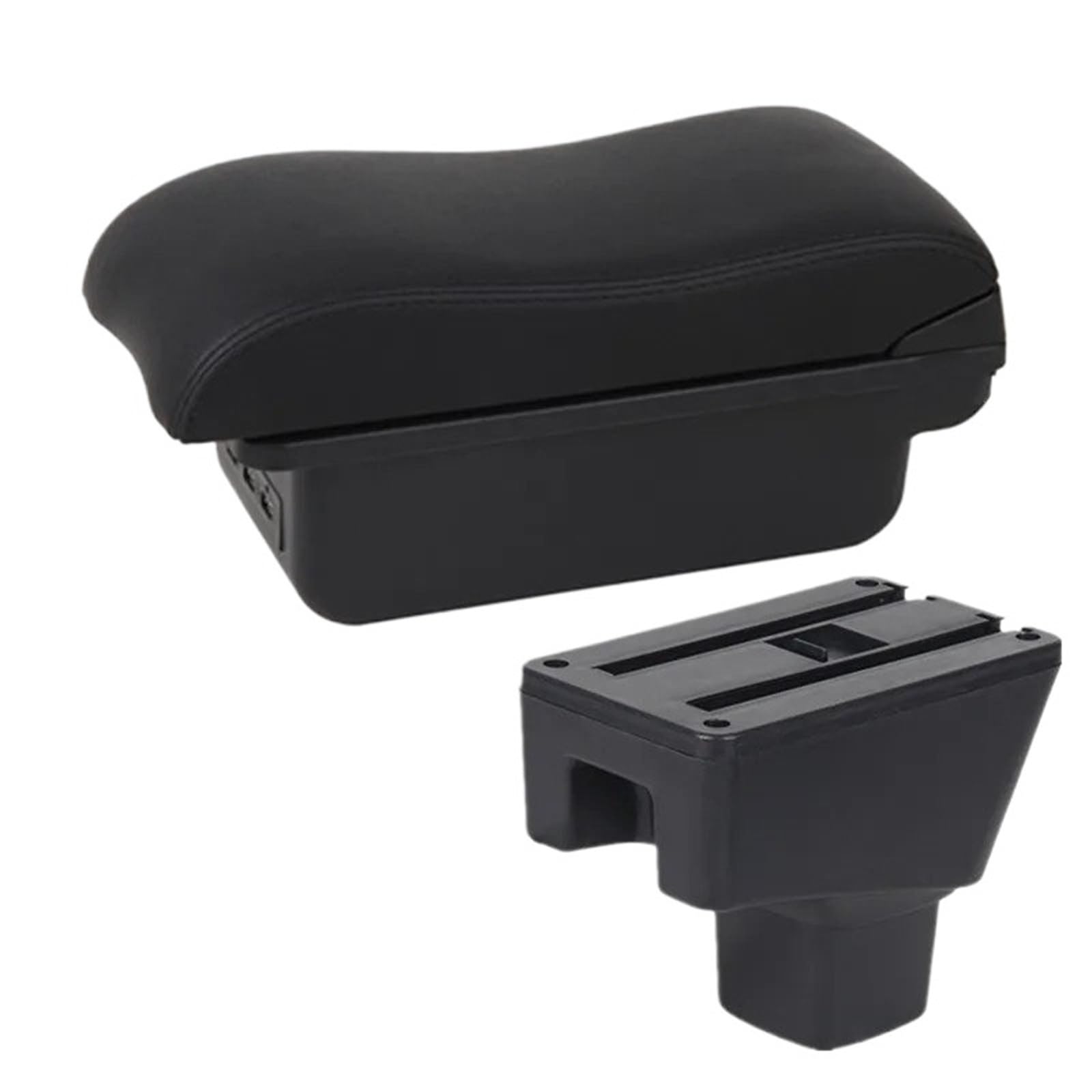 NOKRGQW Car Armrest Box For SUZUKI For SX4 Car Armrest Curved Surface Leather Storage Box Dedicated Retrofit Accessories(B2 black line 3USB)
